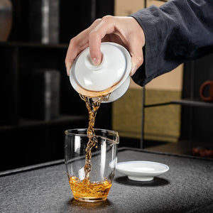 Ceramic Gaiwan jingdezhen Chinese Kungfu Teaset Three talents Tea Bowl Large Teacup Saucer Set Home tea maker Tea ceremony Gift acacuss