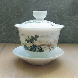 Ceramic Gaiwan jingdezhen Chinese Kungfu Teaset Three talents Tea Bowl Large Teacup Saucer Set Home tea maker Tea ceremony Gift acacuss
