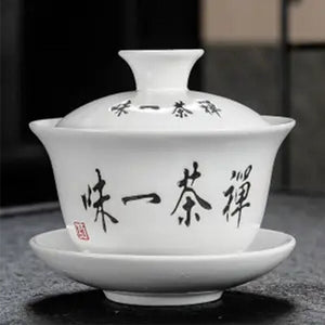 Ceramic Gaiwan jingdezhen Chinese Kungfu Teaset Three talents Tea Bowl Large Teacup Saucer Set Home tea maker Tea ceremony Gift acacuss