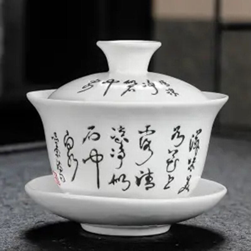Ceramic Gaiwan jingdezhen Chinese Kungfu Teaset Three talents Tea Bowl Large Teacup Saucer Set Home tea maker Tea ceremony Gift acacuss