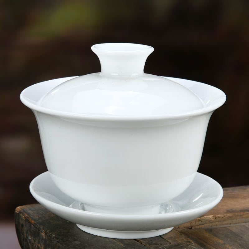 Ceramic Gaiwan jingdezhen Chinese Kungfu Teaset Three talents Tea Bowl Large Teacup Saucer Set Home tea maker Tea ceremony Gift acacuss