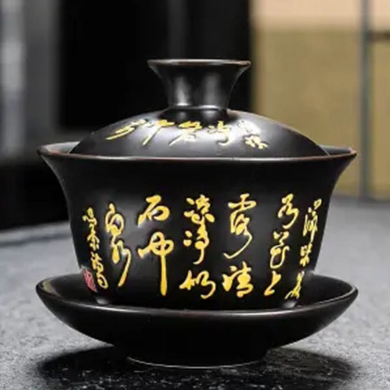 Ceramic Gaiwan jingdezhen Chinese Kungfu Teaset Three talents Tea Bowl Large Teacup Saucer Set Home tea maker Tea ceremony Gift acacuss