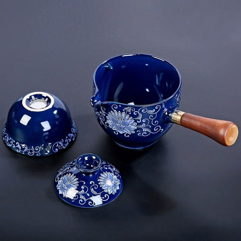 Ceramic Glass Teapot Chinese Gongfu Tea Pot 360 Rotation Tea Maker  Automatic Single Pot   Teapot For Tea acacuss