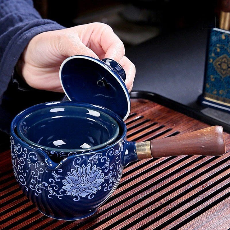 Ceramic Glass Teapot Chinese Gongfu Tea Pot 360 Rotation Tea Maker  Automatic Single Pot   Teapot For Tea acacuss