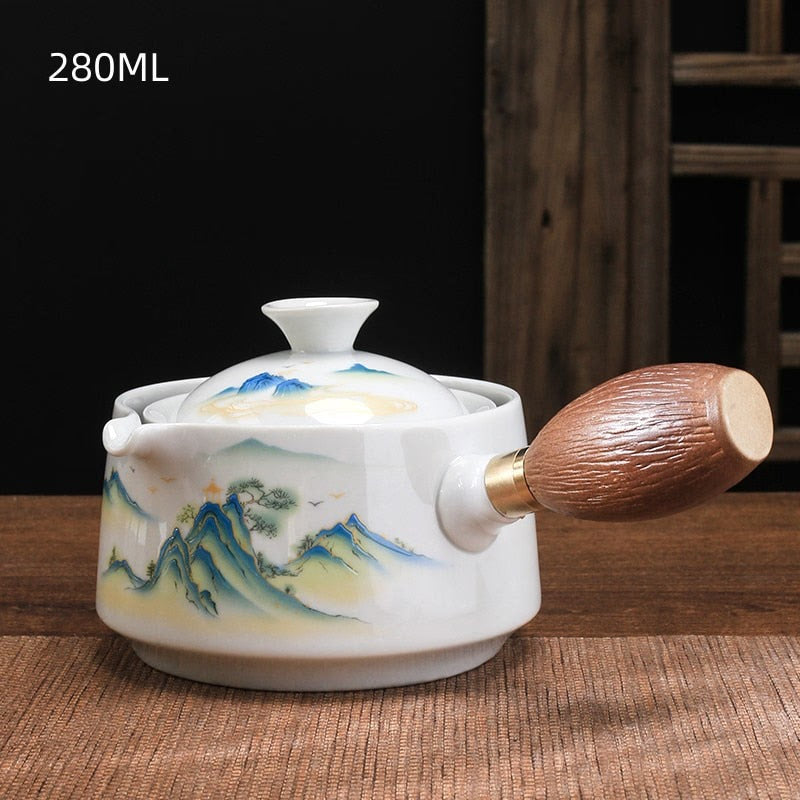 Ceramic Glass Teapot Chinese Gongfu Tea Pot 360 Rotation Tea Maker  Automatic Single Pot   Teapot For Tea acacuss