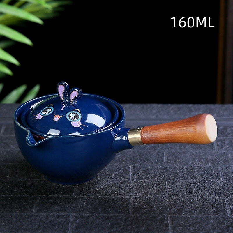Ceramic Glass Teapot Chinese Gongfu Tea Pot 360 Rotation Tea Maker  Automatic Single Pot   Teapot For Tea acacuss