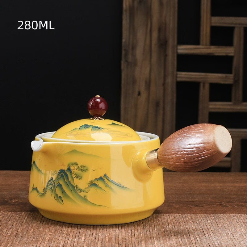 Ceramic Glass Teapot Chinese Gongfu Tea Pot 360 Rotation Tea Maker  Automatic Single Pot   Teapot For Tea acacuss