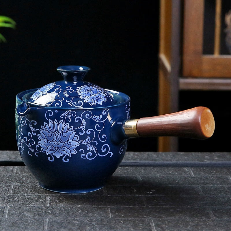 Ceramic Glass Teapot Chinese Gongfu Tea Pot 360 Rotation Tea Maker  Automatic Single Pot   Teapot For Tea acacuss