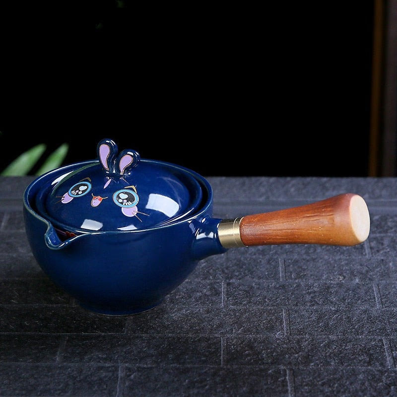 Ceramic Glass Teapot Chinese Gongfu Tea Pot 360 Rotation Tea Maker  Automatic Single Pot   Teapot For Tea acacuss