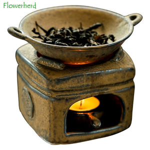 Ceramic Incense Burner Mini Stove Incense Furnace Candle Stove Home Furnace Sandalwood Essential Oil Supply Tea Roasting Oven acacuss