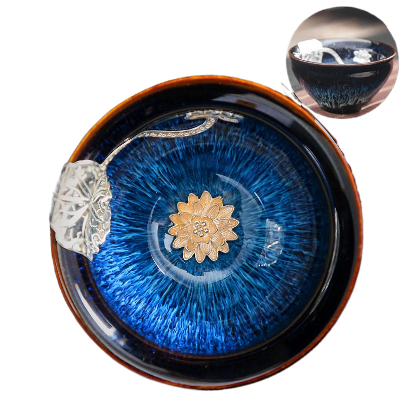 Ceramic Inlaid Silver Teacup Jianzhan acacuss