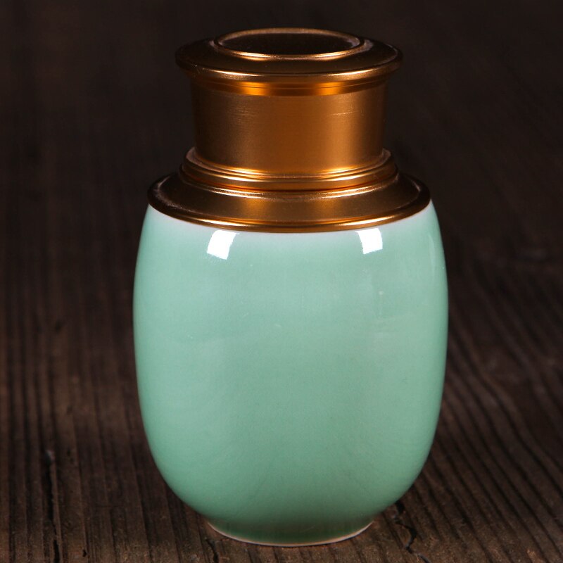 Ceramic Jar with Metal Lid Sealed Jars Tea Caddy Tea Box Storage Tank Candy Jar Food Storage Jars Tea Container Tea Organizer acacuss