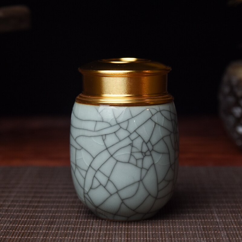 Ceramic Jar with Metal Lid Sealed Jars Tea Caddy Tea Box Storage Tank Candy Jar Food Storage Jars Tea Container Tea Organizer acacuss