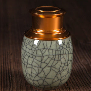 Ceramic Jar with Metal Lid Sealed Jars Tea Caddy Tea Box Storage Tank Candy Jar Food Storage Jars Tea Container Tea Organizer acacuss