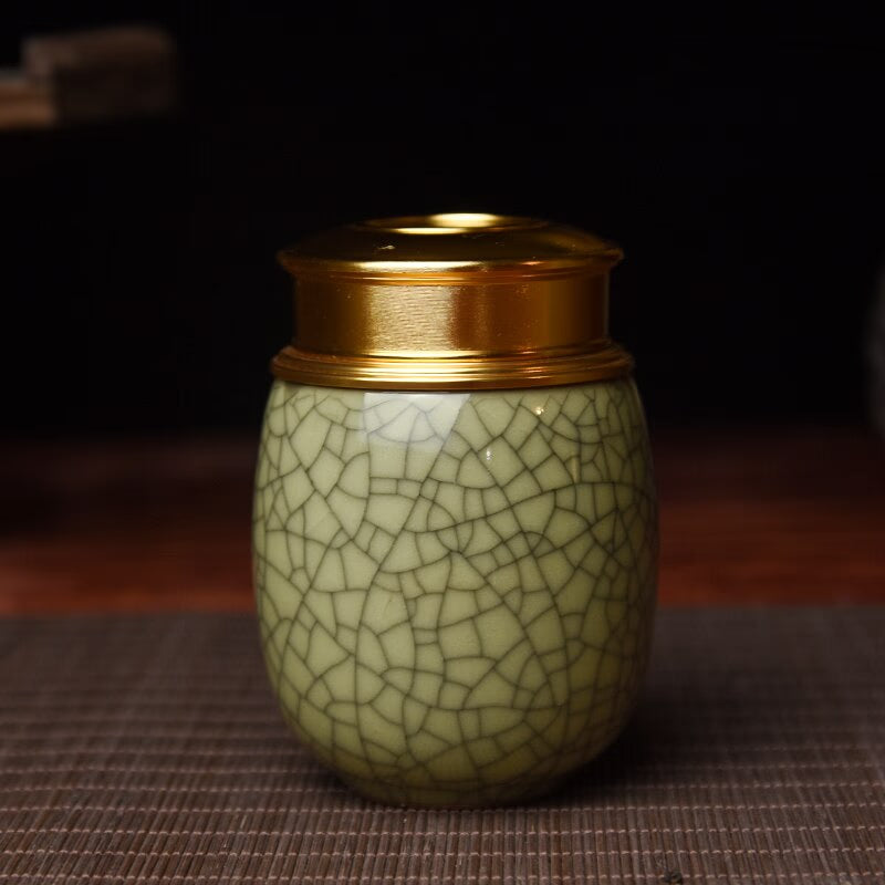 Ceramic Jar with Metal Lid Sealed Jars Tea Caddy Tea Box Storage Tank Candy Jar Food Storage Jars Tea Container Tea Organizer acacuss
