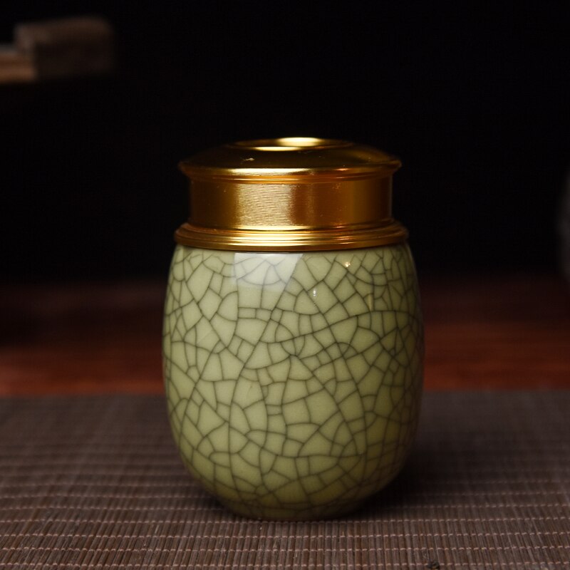 Ceramic Jar with Metal Lid Sealed Jars Tea Caddy Tea Box Storage Tank Candy Jar Food Storage Jars Tea Container Tea Organizer acacuss