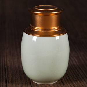 Ceramic Jar with Metal Lid Sealed Jars Tea Caddy Tea Box Storage Tank Candy Jar Food Storage Jars Tea Container Tea Organizer acacuss