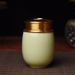 Ceramic Jar with Metal Lid Sealed Jars Tea Caddy Tea Box Storage Tank Candy Jar Food Storage Jars Tea Container Tea Organizer acacuss