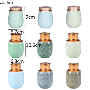 Ceramic Jar with Metal Lid Sealed Jars Tea Caddy Tea Box Storage Tank Candy Jar Food Storage Jars Tea Container Tea Organizer acacuss