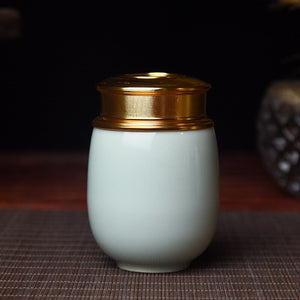 Ceramic Jar with Metal Lid Sealed Jars Tea Caddy Tea Box Storage Tank Candy Jar Food Storage Jars Tea Container Tea Organizer acacuss