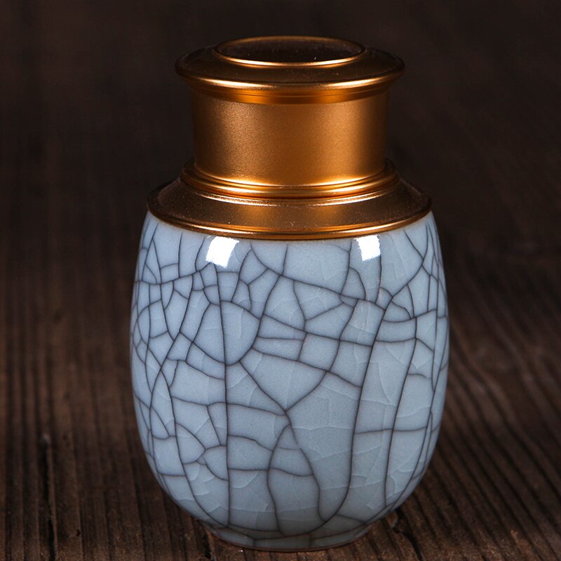 Ceramic Jar with Metal Lid Sealed Jars Tea Caddy Tea Box Storage Tank Candy Jar Food Storage Jars Tea Container Tea Organizer acacuss