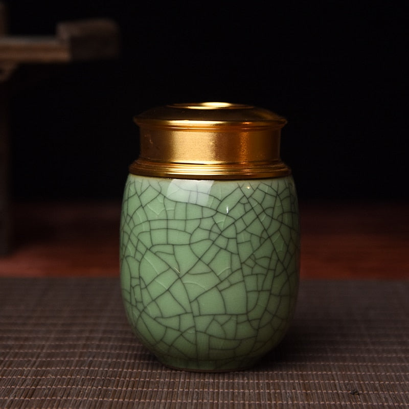 Ceramic Jar with Metal Lid Sealed Jars Tea Caddy Tea Box Storage Tank Candy Jar Food Storage Jars Tea Container Tea Organizer acacuss