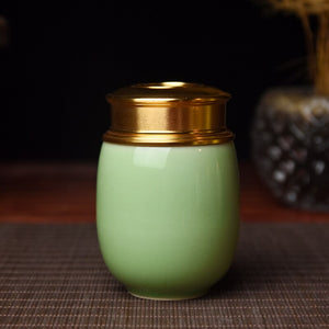 Ceramic Jar with Metal Lid Sealed Jars Tea Caddy Tea Box Storage Tank Candy Jar Food Storage Jars Tea Container Tea Organizer acacuss
