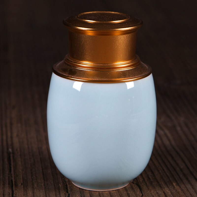 Ceramic Jar with Metal Lid Sealed Jars Tea Caddy Tea Box Storage Tank Candy Jar Food Storage Jars Tea Container Tea Organizer acacuss