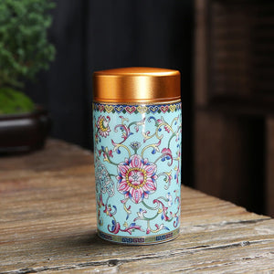 Ceramic Jar with Metal Lid Tea Can Sealed Cans Small Storage Tank Portable Tea Caddy Tea Box Candy Jar Tea Organizer Storage Box acacuss
