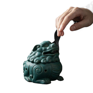 Ceramic Lion Dragon Aromatherapy Burner Auspicious Brave Troops Coil Incense Holder Sandalwood Censer for Indoor Home Decor acacuss