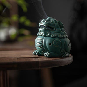 Ceramic Lion Dragon Aromatherapy Burner Auspicious Brave Troops Coil Incense Holder Sandalwood Censer for Indoor Home Decor acacuss