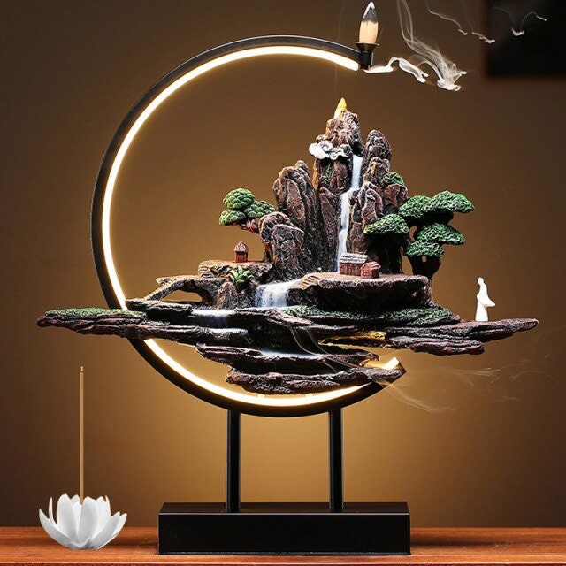 Ceramic Lotus Incense Burner Led Lamp Modern Rockery acacuss