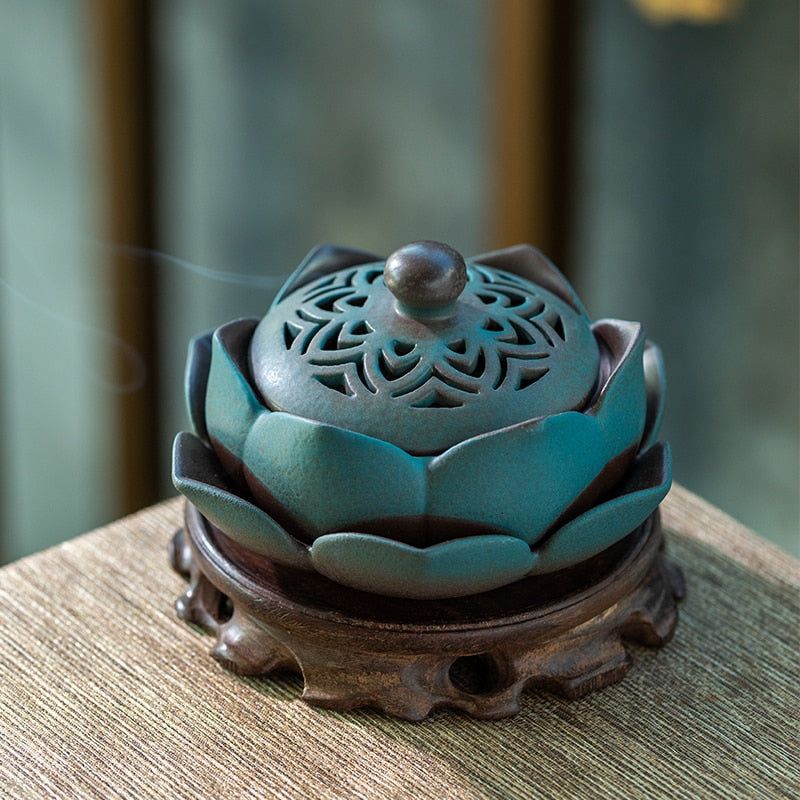 Ceramic Lotus Incense Burner Sandalwood Household Incense Decoration Burners Home Fragrance Products Decor Garden acacuss