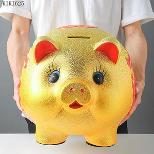 Ceramic Lucky Gold Pig Coin Piggy Bank Large Capacity Children's Storage Box Cute Pig Animal Jar Home Piggy Bank Kids Gift acacuss