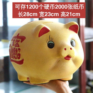 Ceramic Lucky Gold Pig Coin Piggy Bank Large Capacity Children's Storage Box Cute Pig Animal Jar Home Piggy Bank Kids Gift acacuss