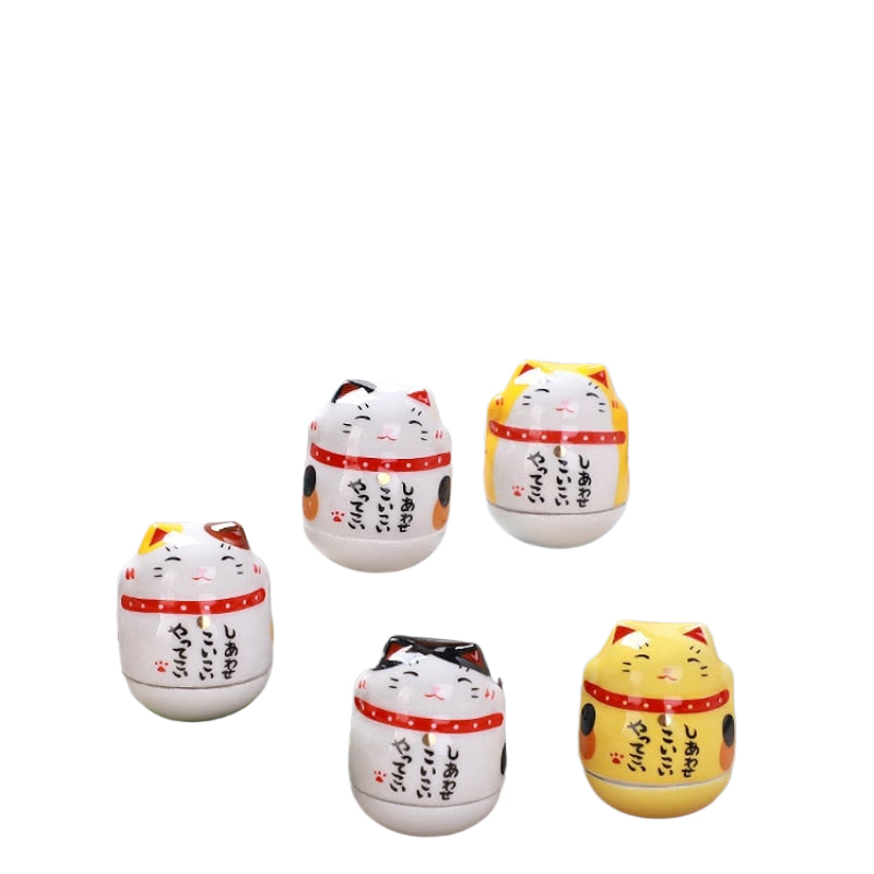 Ceramic Maneki Neko Home Decor Cartoon Japanese Lucky Cat Tumbler Feng Shui Ceramic Fortune Cat Statue Room Decor Accessories acacuss