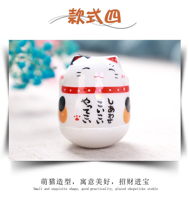 Ceramic Maneki Neko Home Decor Cartoon Japanese Lucky Cat Tumbler Feng Shui Ceramic Fortune Cat Statue Room Decor Accessories acacuss