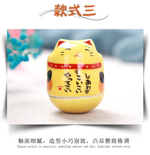 Ceramic Maneki Neko Home Decor Cartoon Japanese Lucky Cat Tumbler Feng Shui Ceramic Fortune Cat Statue Room Decor Accessories acacuss