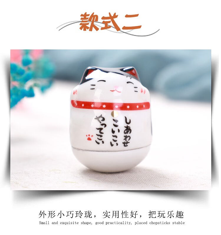 Ceramic Maneki Neko Home Decor Cartoon Japanese Lucky Cat Tumbler Feng Shui Ceramic Fortune Cat Statue Room Decor Accessories acacuss