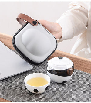 Ceramic Panda Teapots with 2 Cups A Tea Sets Portable Travel Office Chinese Tea Set  Mini Carrying Bag Filter Tea Cup Fine Gift acacuss