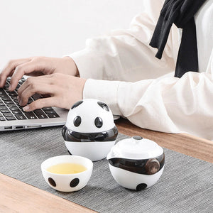 Ceramic Panda Teapots with 2 Cups A Tea Sets Portable Travel Office Chinese Tea Set  Mini Carrying Bag Filter Tea Cup Fine Gift acacuss