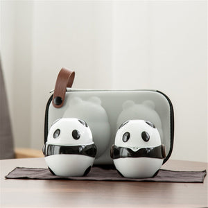 Ceramic Panda Teapots with 2 Cups A Tea Sets Portable Travel Office Chinese Tea Set  Mini Carrying Bag Filter Tea Cup Fine Gift acacuss