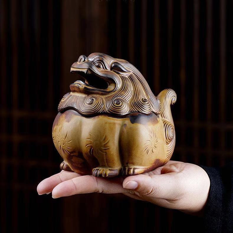 Ceramic Pixiu Plate Incense Burner Antique Household Indoor Incense Burner Tea Table Home Decoration Lucky Decoration acacuss
