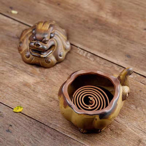 Ceramic Pixiu Plate Incense Burner Antique Household Indoor Incense Burner Tea Table Home Decoration Lucky Decoration acacuss