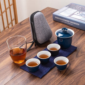 Ceramic Portable Kung Fu Tea Cup Kuai ke tea set - Travel outdoor teapot with tea cups - Travel Gaiwan tea set with Cups and Mug acacuss