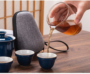 Ceramic Portable Kung Fu Tea Cup Kuai ke tea set - Travel outdoor teapot with tea cups - Travel Gaiwan tea set with Cups and Mug acacuss