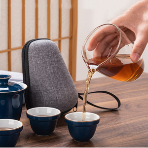 Ceramic Portable Kung Fu Tea Cup Kuai ke tea set - Travel outdoor teapot with tea cups - Travel Gaiwan tea set with Cups and Mug acacuss