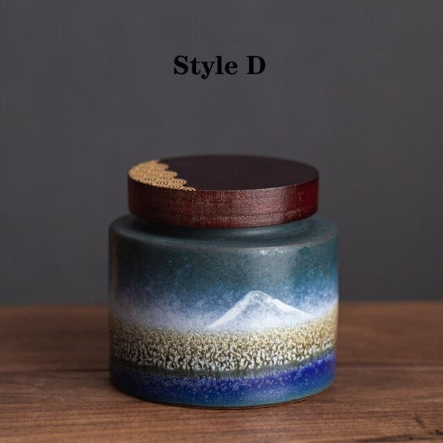 Ceramic Portable Moisture Proof Sealed Jar With Wooden Lid acacuss