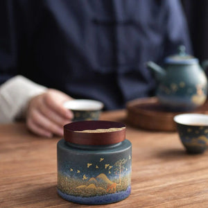 Ceramic Portable Moisture Proof Sealed Jar With Wooden Lid acacuss