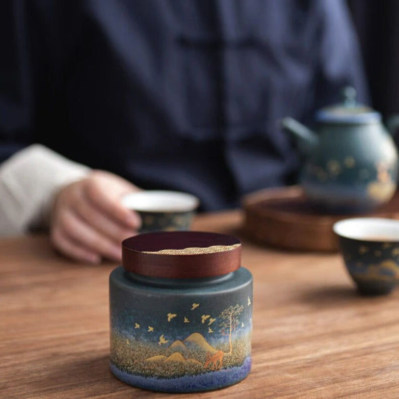 Ceramic Portable Moisture Proof Sealed Jar With Wooden Lid acacuss
